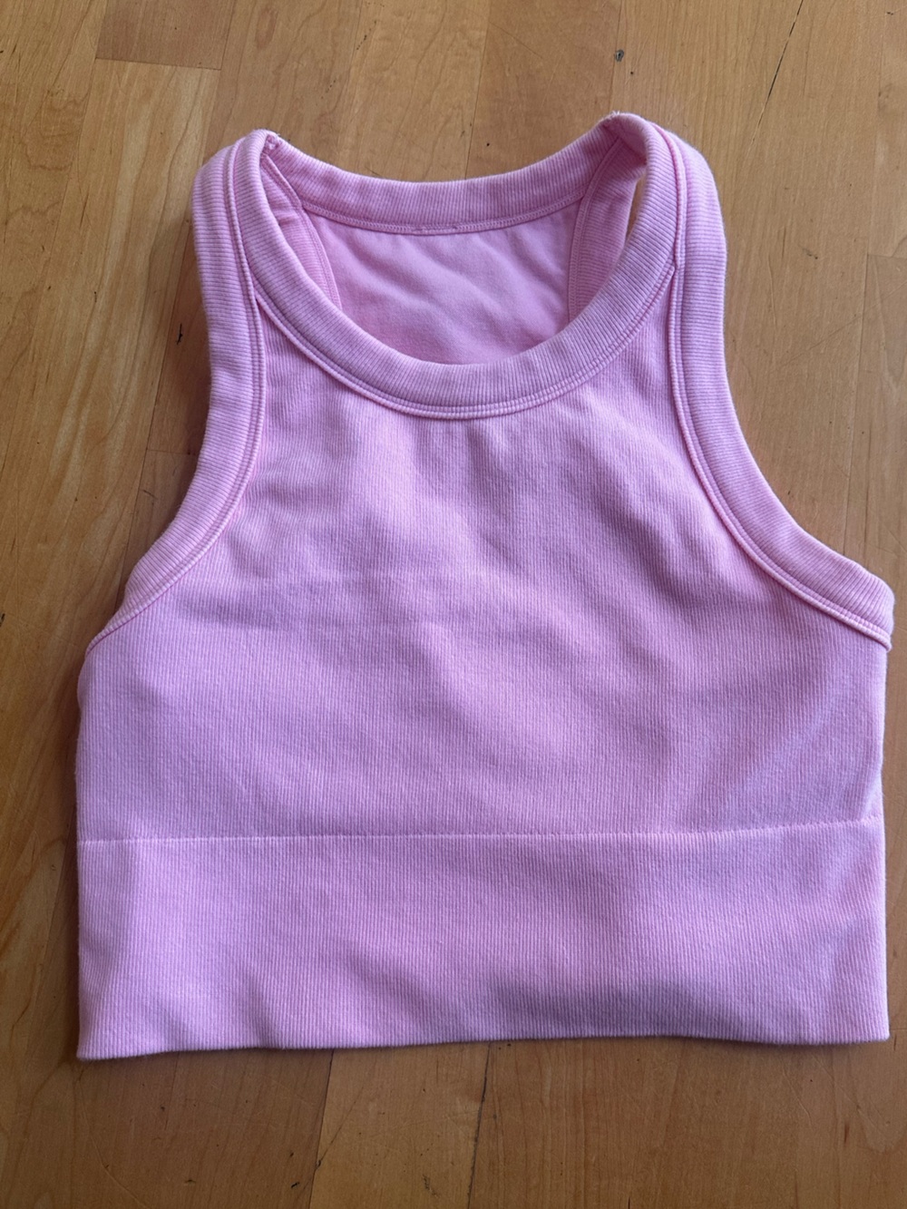 Women’s ALO Yoga Soft Pink Ribbed Cropped Tank Top. S